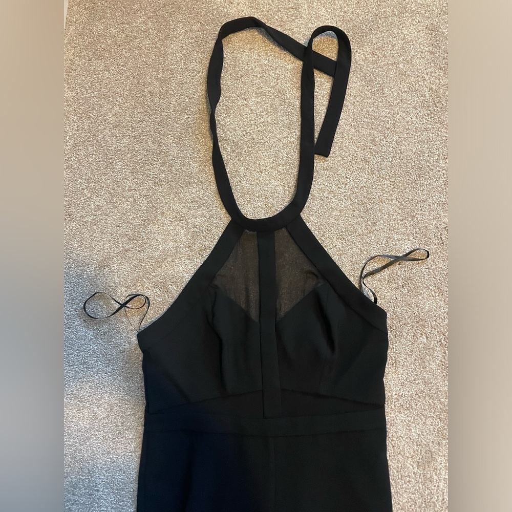 BCBG black pantsuit romper- halter tie - semi-formal - NWT